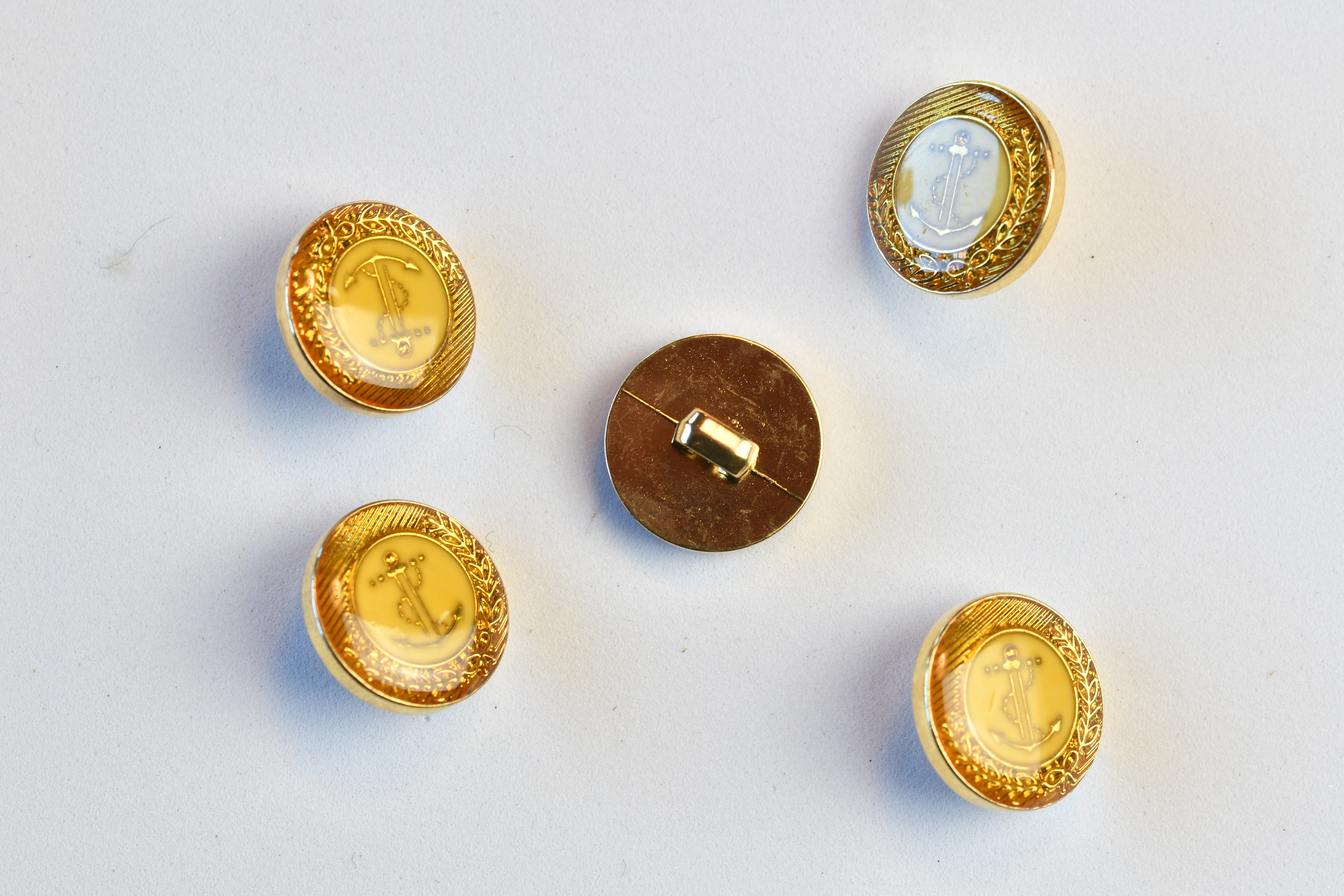 grube helvede arkiv Guld knap med Anker 15 mm - knap gul-sølv-kobber-bronce - Tante Hanne