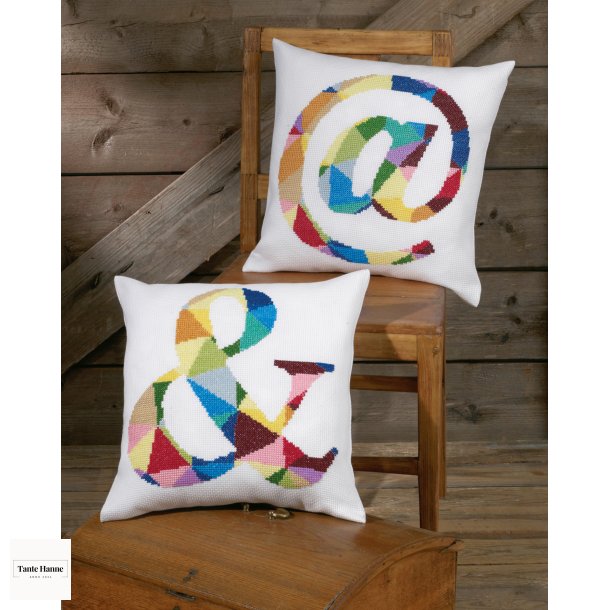 &amp;  Broderikit til pude 40 x 40 cm  (pude nederst i billedet)