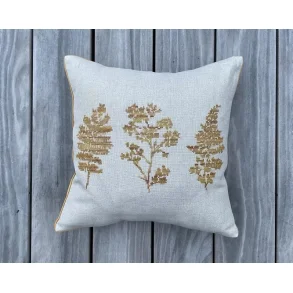 Gul Herbarium pude Broderikit fra Baldyre