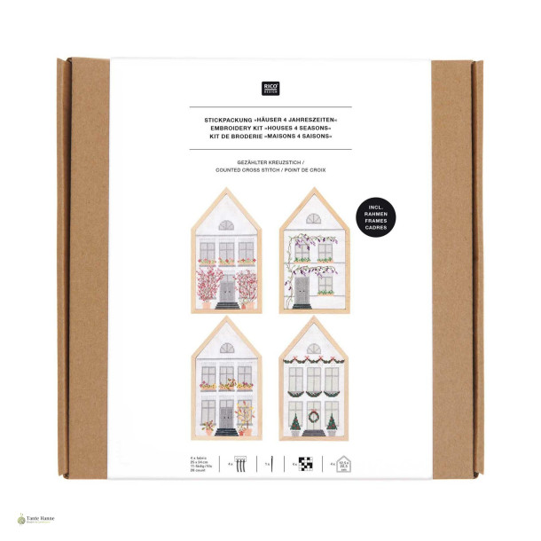 Broderi kits Hus4 huse incl. 4 x hus rammer