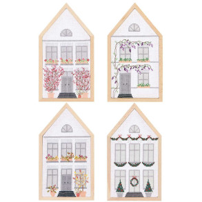Broderi kits Hus4 huse incl. 4 x hus rammer