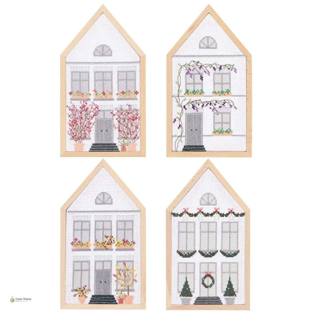 Broderi kits Hus4 huse incl. 4 x hus rammer