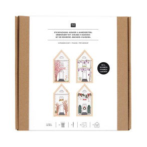 Broderi kits Hus i de 4 �rsstider incl. 4 x hus rammer