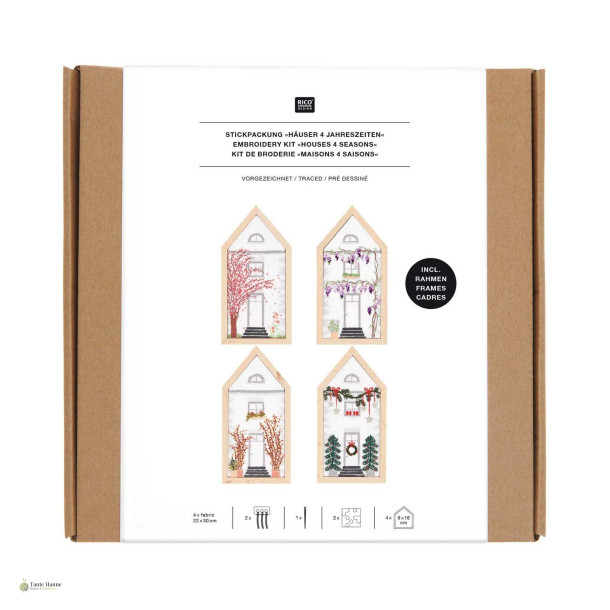 Broderi kits Hus i de 4 �rsstider incl. 4 x hus rammer