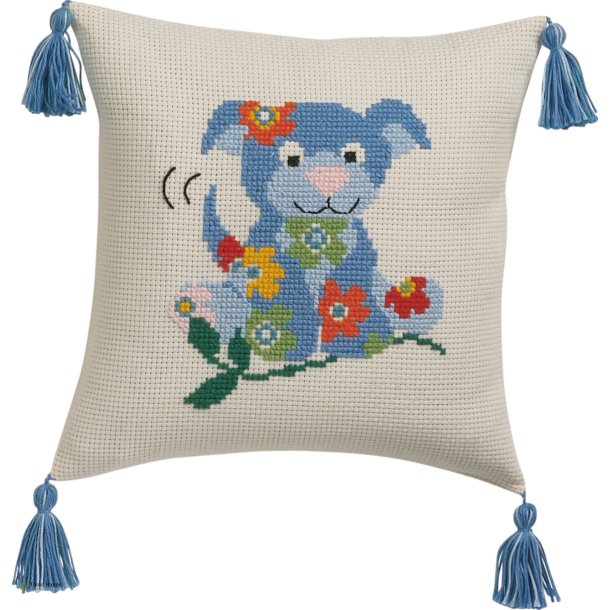 Broderi kit Pude med hund 30 x 30 cm