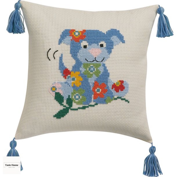 Broderi kit Pude med hund 30 x 30 cm