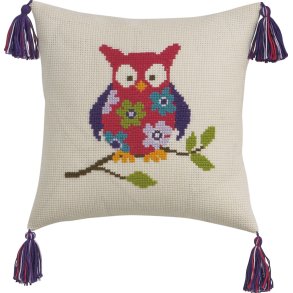 Broderi kit Pude med ugle 30 x 30 cm