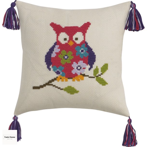 Broderi kit Pude med ugle 30 x 30 cm