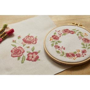 DMC broderikit Mindfuld Making model The Tranquil Rose Cross Stitch Duo kit 
