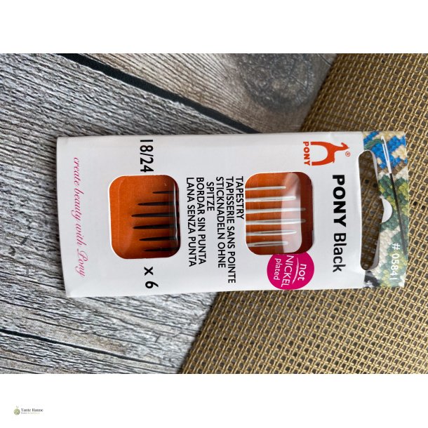 Pony Black broderi n�le str. 24/18  pakke med 6 n�le. Uden spids.