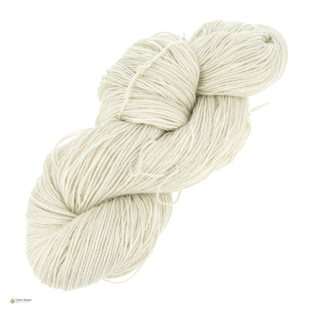 Ufarvet garn RAW 1  Merino 68%, Polyamid 17%, Polyacryl 12%, 3% Metallic Superwash,  410 m/100 gram