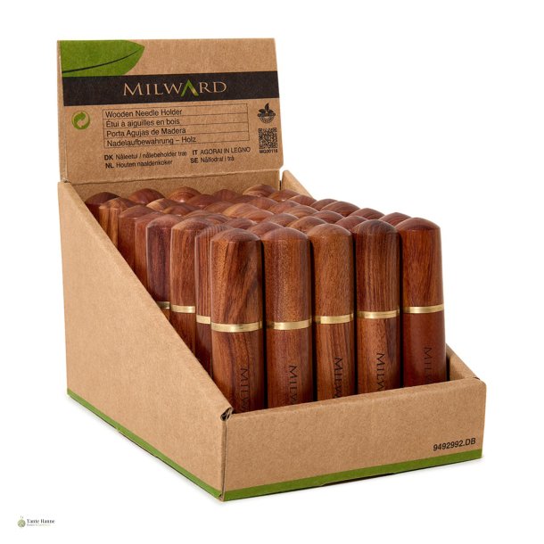 N�le etui til broderi i tr� med messing gevind 