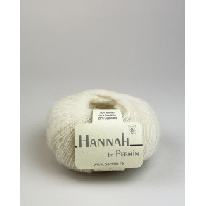 Ufarvet garn Hannah fra Permin, Merino 50%, Silke 30%, 20% cashmere. 275 m/25 gram