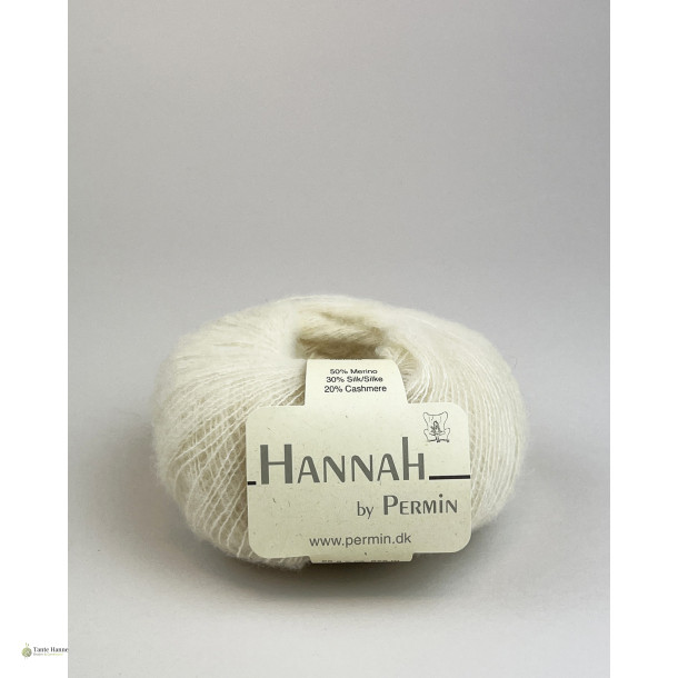 Ufarvet garn Hannah fra Permin, Merino 50%, Silke 30%, 20% cashmere. 275 m/25 gram