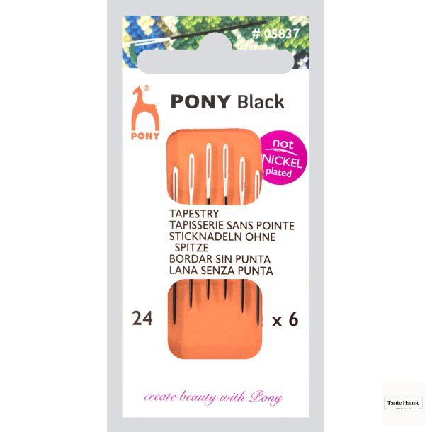 Pony Black broderi nle str. 24/18  pakke med 6 nle. Uden spids.