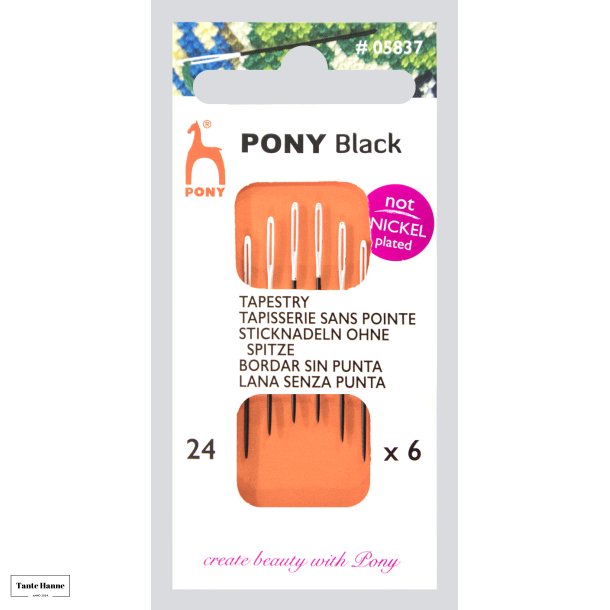 Pony Black broderi nle str. 24/18  pakke med 6 nle. Uden spids.
