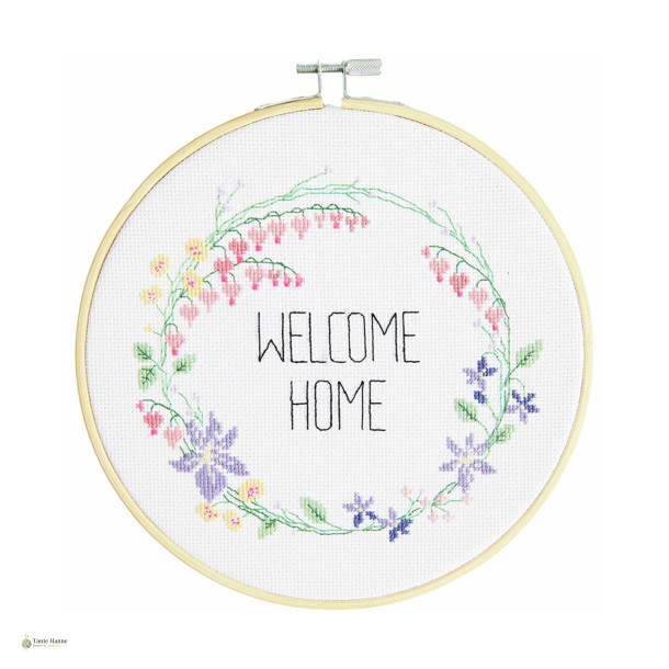  Broderi Kit Traced, Flower Wreath, incl. ramme