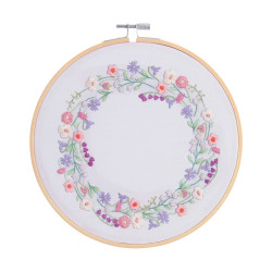 Broderi Kit blomsterkrans p� p�tegnet stof, incl.  ramme