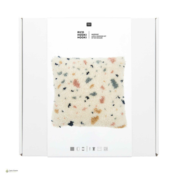 Rya Pude kits fra Rico Hooki Hooki Latch Hooking model Pillow Terrazzo