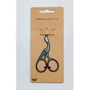 Storkesaks, broderisaks, sortlakeret, 9,5 cm