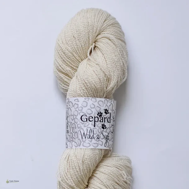 Ufarvet garn Gepard Wild &amp; Soft 60% merinould, R�hvid, 40 % vild tussah silke,   480 m / 100 g
