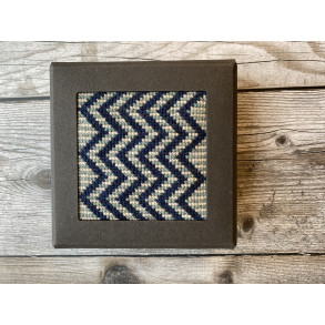 Bl� Zigzag og Striber i �ske , Broderi Kit - design TanteHanne.dk