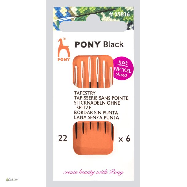 Pony Black Tapestry broderi  n�le str. 22   6 n�le. Uden spids