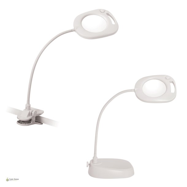 Broderilampe 3 i 1 fra PURElite  - luplampe,  gulvlampe, bordlampe eller klemlampe 