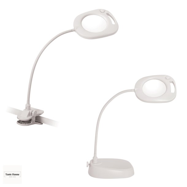 Broderilampe 3 i 1 fra PURElite  - gulvlampe, bordlampe eller klemlampe 