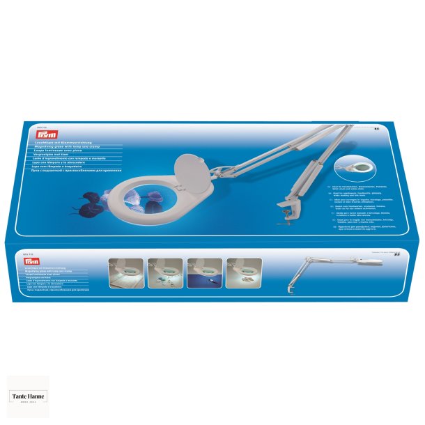 Broderilampe med lup fra Prym  - monteres til bordet med klemme 